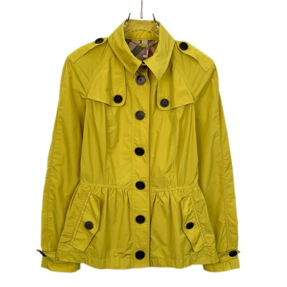 Burberry Yellow Button-Up Womens Trench Coat With Epaulets & Pockets - Picture 1 of 8